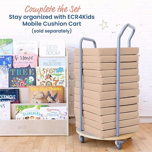 ECR4Kids SoftZone Floor Cushions, Square, Flexible Seating, Sand, 6-Piece