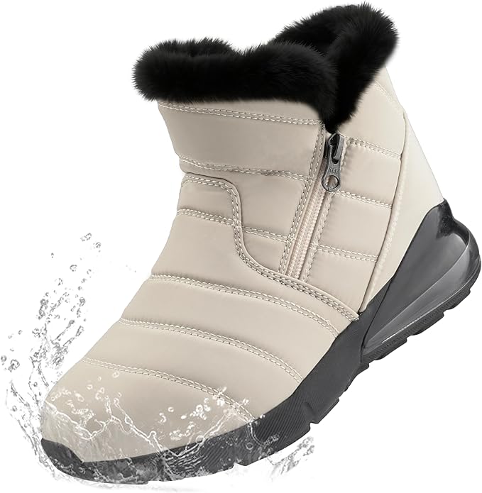 CENNID Women's Winter Snow Boots Wide Waterproof Warm Fur Lined Slip on Ankle Booties Orthopedic Boots Outdoor Insulated W...