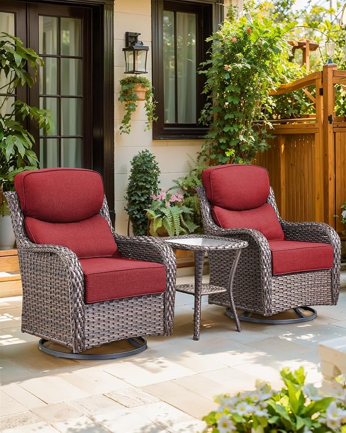 ACTREST Luxury 24x24x6 Inch Smile Outdoor Cushions for Patio 5 Piece Set - Set of 5 Zippered Outside Pillows for Wicker Dining Rocking Swivel Chairs Loveseat Couch Sectional Sofa - Red