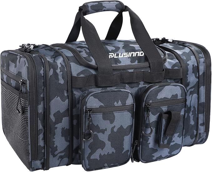 PLUSINNO Tackle Bag - Expandable Fishing Bag for Saltwater & Freshwater - Water Resistant Fishing Gear Shoulder Bag For Me...