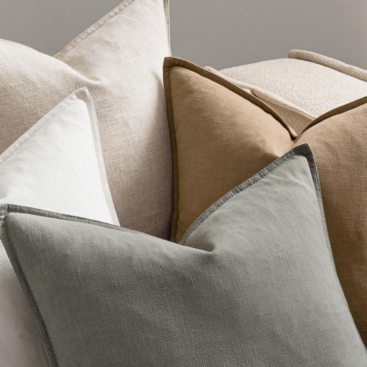 MIULEE Neutral Linen Pillow Covers Pack of 4 Decorative Natural Solid Throw Pillow Covers Soft Accent Boho Farmhouse Couch Pillowcases Modern Home Decors for Living Room Bed Sofa 18x18 Inch