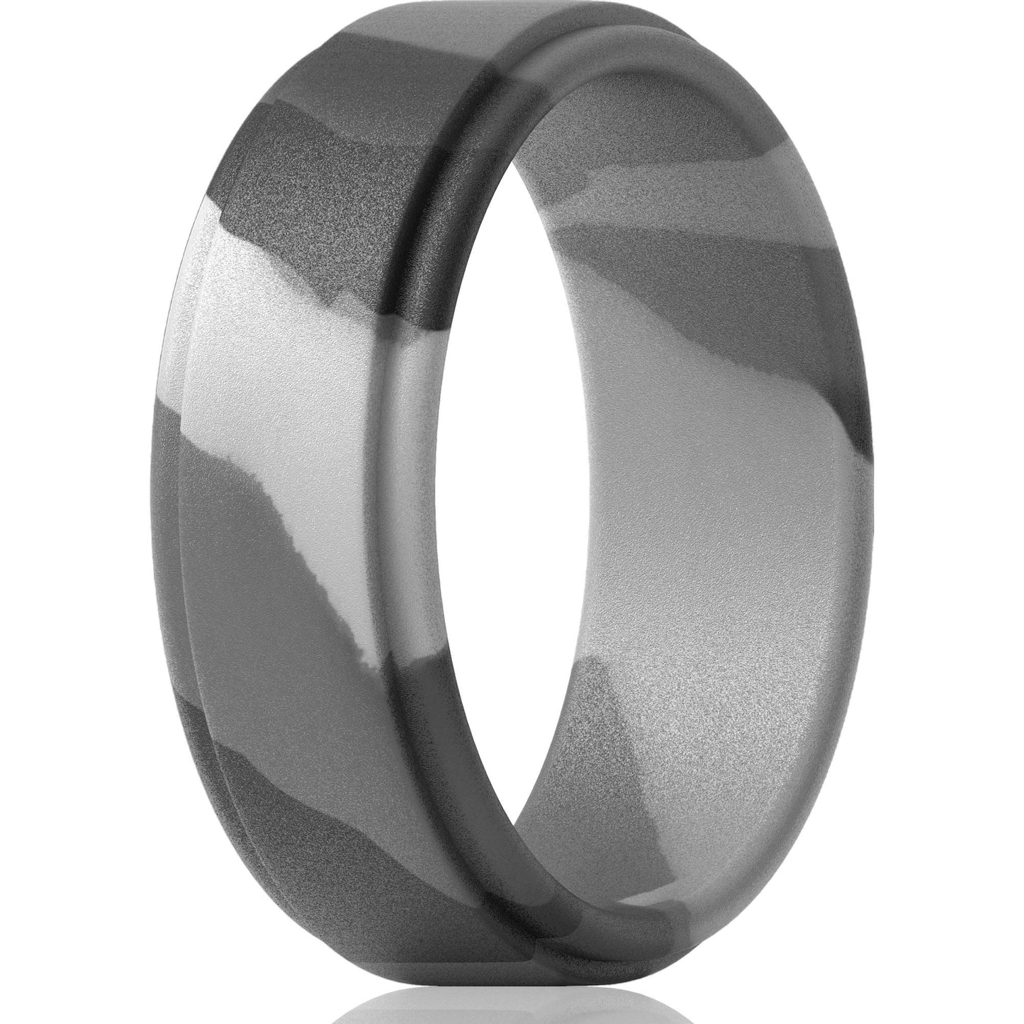 ThunderFit Silicone Wedding Ring for Men - 1 Ring (Grey Camo, 9.5-10 (19.8mm))