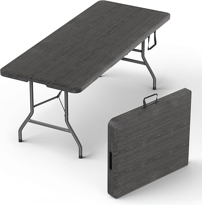 6 Feet Foldable Table with Built in Handle & Steel Legs | 6FT Heavy Duty Folding Portable | Perfect for Party, Dining, Wed...
