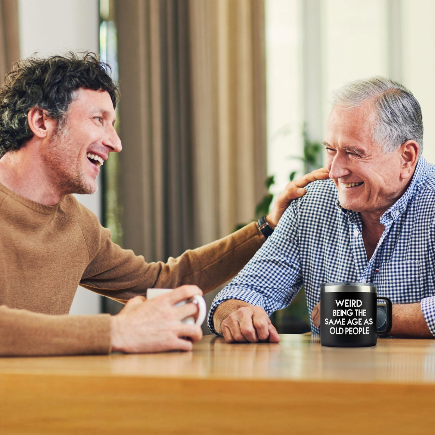 40th 50th 60th 70th Birthday Gifts for Men Fathers Day - Weird Being the Same Age as Old People Mug 14oz Tumbler Black Gifts for Dad Birthday Gift Ideas for 70 Year Old Man Funny Gag Gift for Elderly