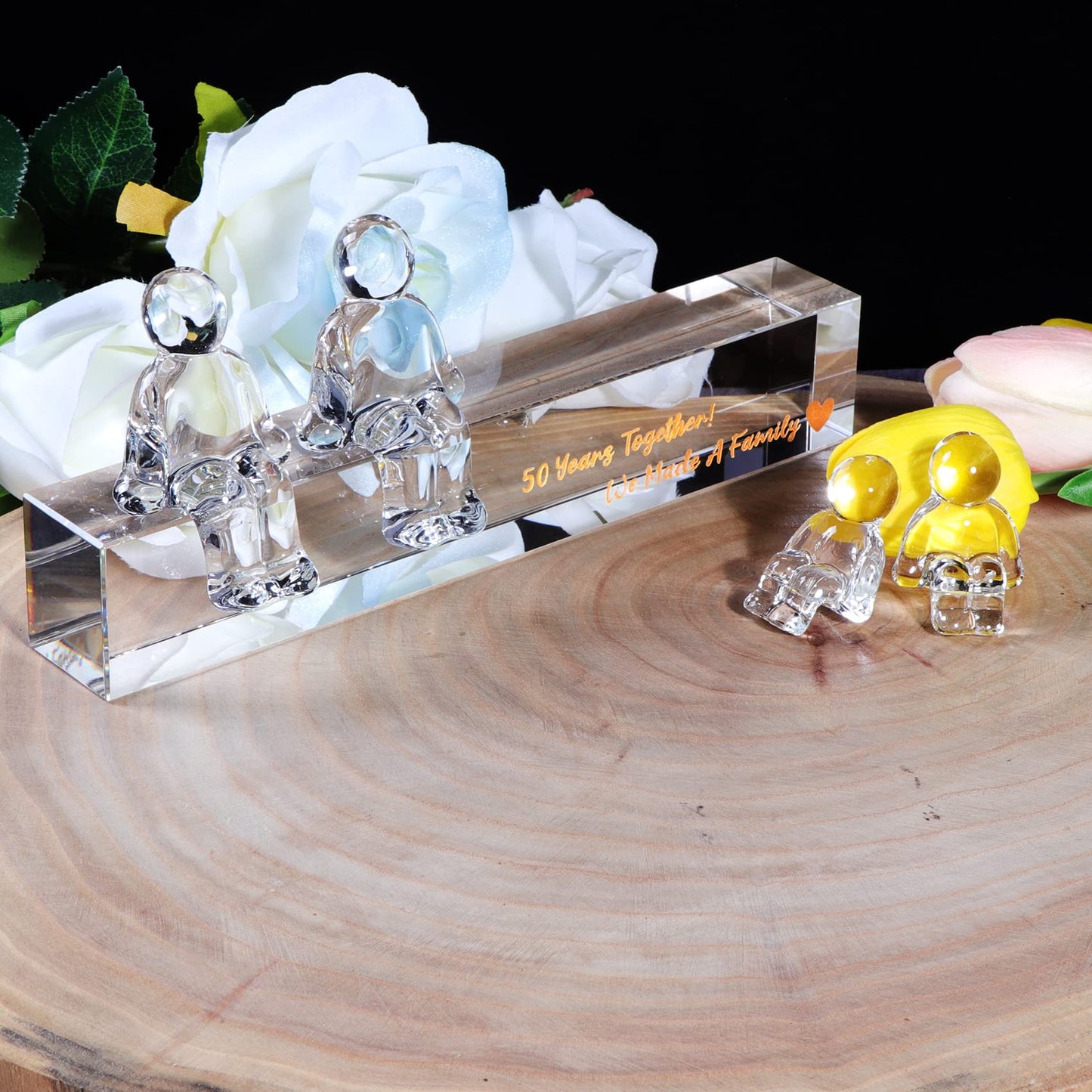 Ornalrist 50th Golden Wedding Gifts on Anniversary for Couple, 50 Years Together We Made A Family, 50 Year Annivesary Gifts Keepsake for Parents (2 Children)