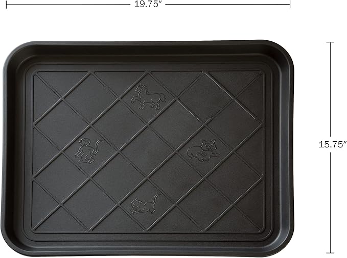 Stalwart All-Weather Boot Tray, Indoor Outdoor Doormat for All Seasons, 2 pk Small, Black