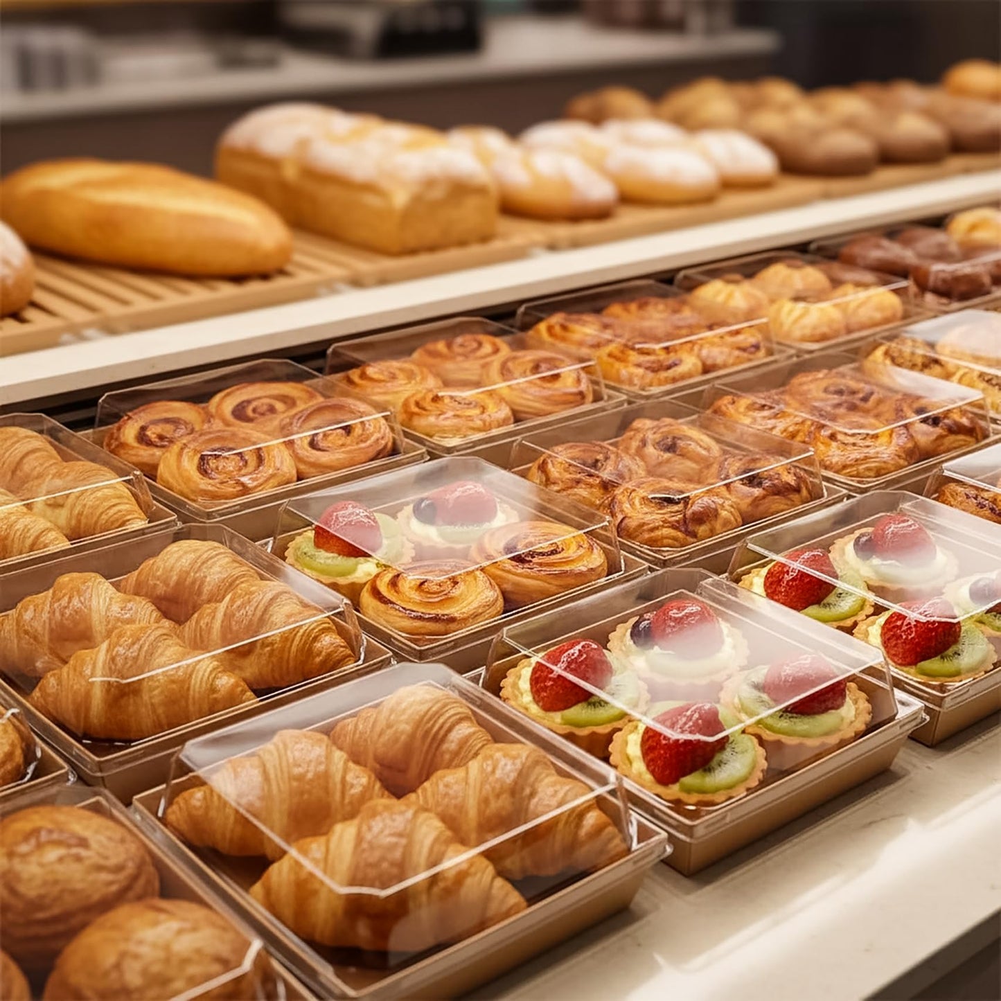 Hiceeden 100 Pack Charcuterie Boxes with Clear Lids, 5.4"×5"×2.5" Paper Bakery Dessert Sandwich Box, Disposable Square Food Containers for Cookies, Donuts, Muffins, Salad, and Pastry, Brown