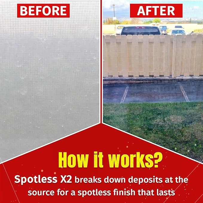 Sud Factory Spotless X2 Upgraded Glass Hard Water Spot Remover for Cars, Shower Doors, Windows, Homes & Boats - 16oz