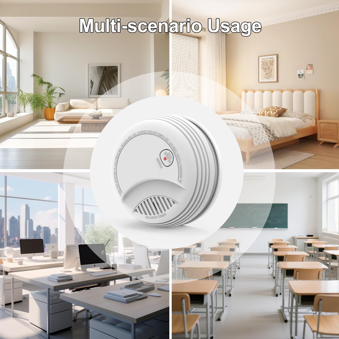 2 Pack Smoke Detector, Photoelectric Sensor Battery-powered Fire Smoke Alarm, LED warning light 85 dB alarm sound, low battery warning, mute and test buttons, suitable for living rooms, bedrooms, etc.