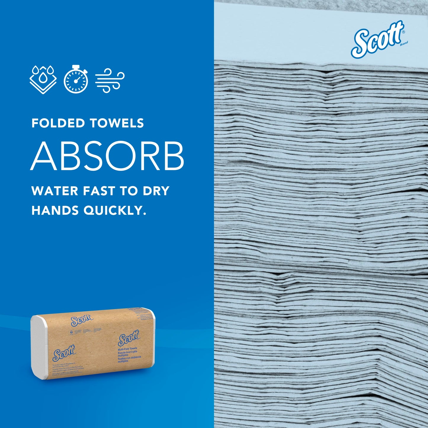 Scott Professional Universal Multifold Paper Towels, Bulk (01804), Absorbency Pockets, White, 9.2"x9.4" Towel, Compressed (250 Sheets/Pack, 16 Packs/Case, 4,000 Sheet Total)
