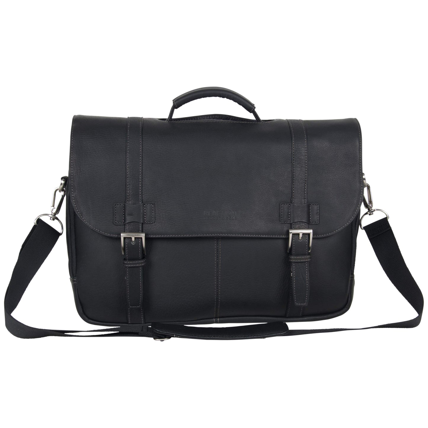 Kenneth Cole REACTION Show Business 16" Colombian Leather Business Laptop Portfolio Messenger Bag, Black
