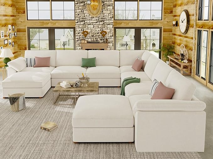 EASE MOOSE Oversized Sectional Modular Sofa，Comfty U Shape Sectional FSC Certified Modern Deep Seat Couch, Modular Cloud Couch