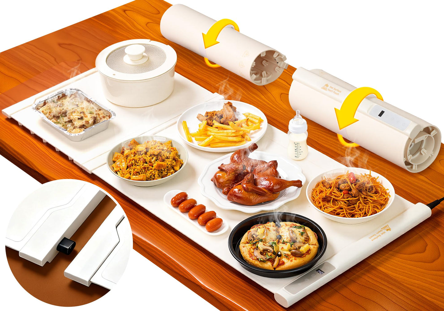 38"x16" Warming Mat for Food Extra Large, Extendable Food Warming Mat, Electric Warming Tray for Buffets Party with 7 Adjustable Temperature, 6 Timer, Silicone Food Warmer for Parties Home Countertop