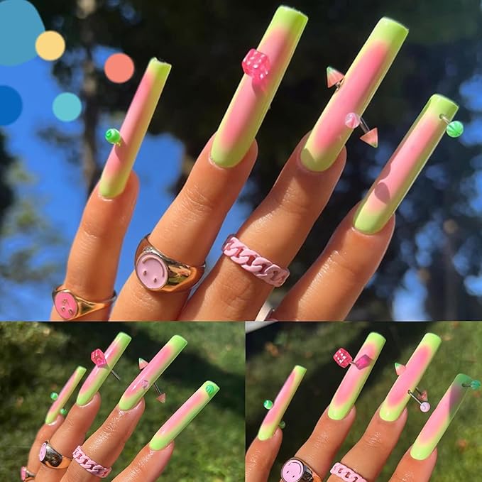 3D Dopamine Colorful Nail Charms Set Nail Art with Random Color 110pcs Piercing Jewelry & 50pcs Colorful Star Nail Decorations for Women Girl DIY Craft