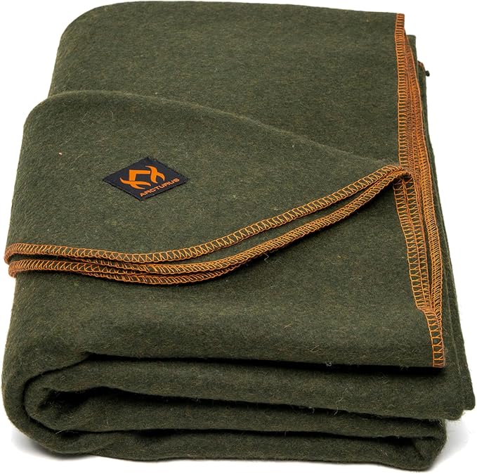 Arcturus Military Wool Blanket - Warm, Thick, Washable - Great for Outdoors, Camping, Stadium Blanket, Picnics, Travel - C...