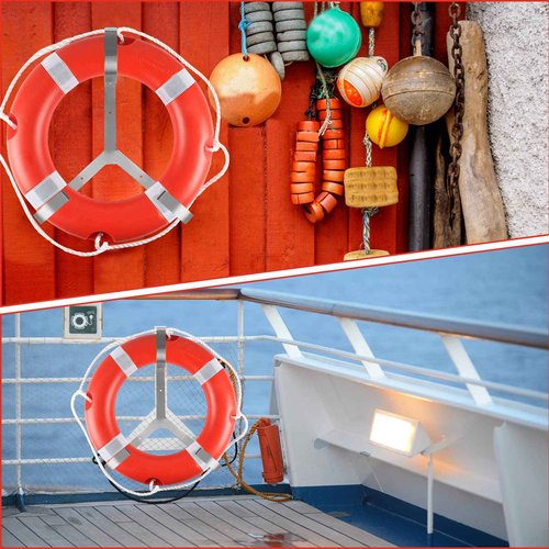 23" Life Ring Boat Safety Throw Ring with Water Floating Lifesaving Rope 50’ and Bracket for Boating Safety - Orange