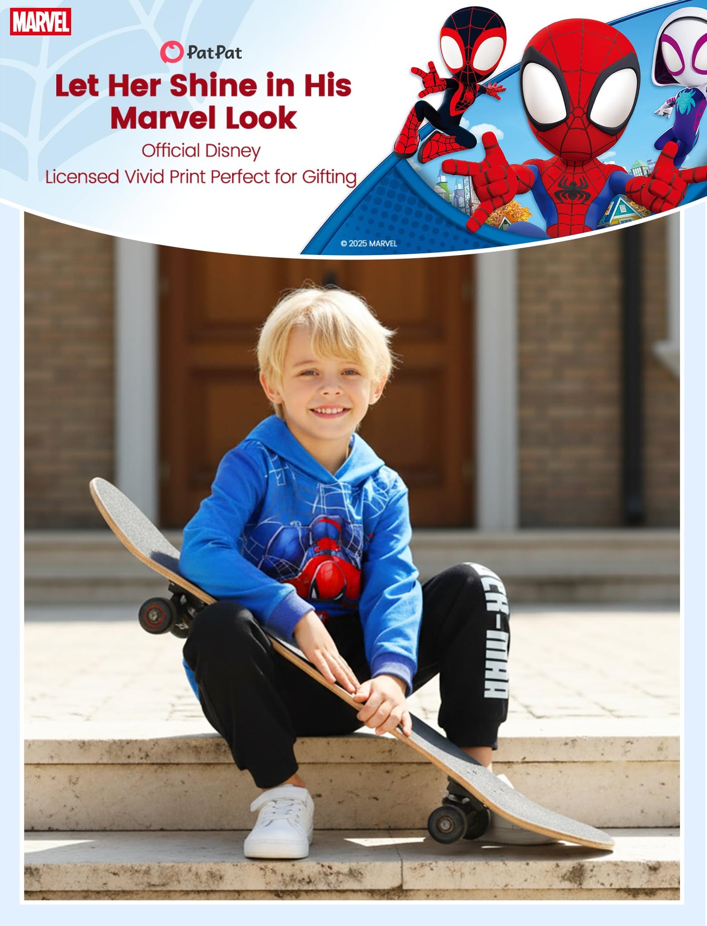 Marvel Spiderman Hoodie Sweatshirt Toddler Boys Cute Graphic Pullover Tops Kids Comfort Clothes for Birthday Gift Party Casual Outfit Blue 3-4T