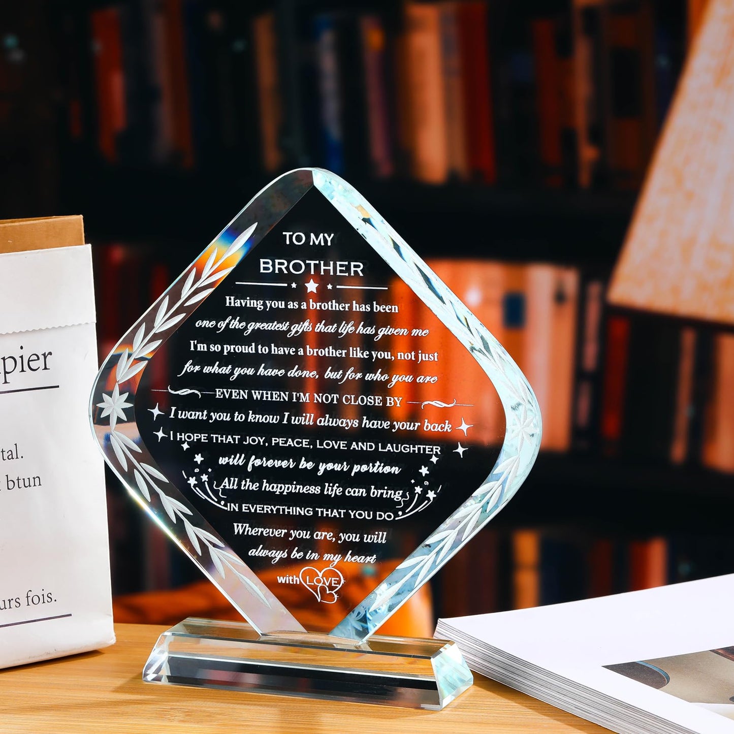 Gifts for Brother Meaningful Brother Birthday Gifts from Sister Brother Laser Engraved Crystal Keepsake for Best Fathers Day Christmas Graduation Gift for Brother Adult