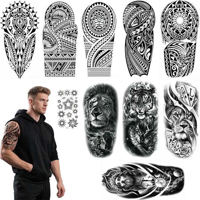 Fashion Temporary Tattoo Stickers Waterproof Realistic Fake Body Art Transfer for Women Men Kids (10 Sheets)