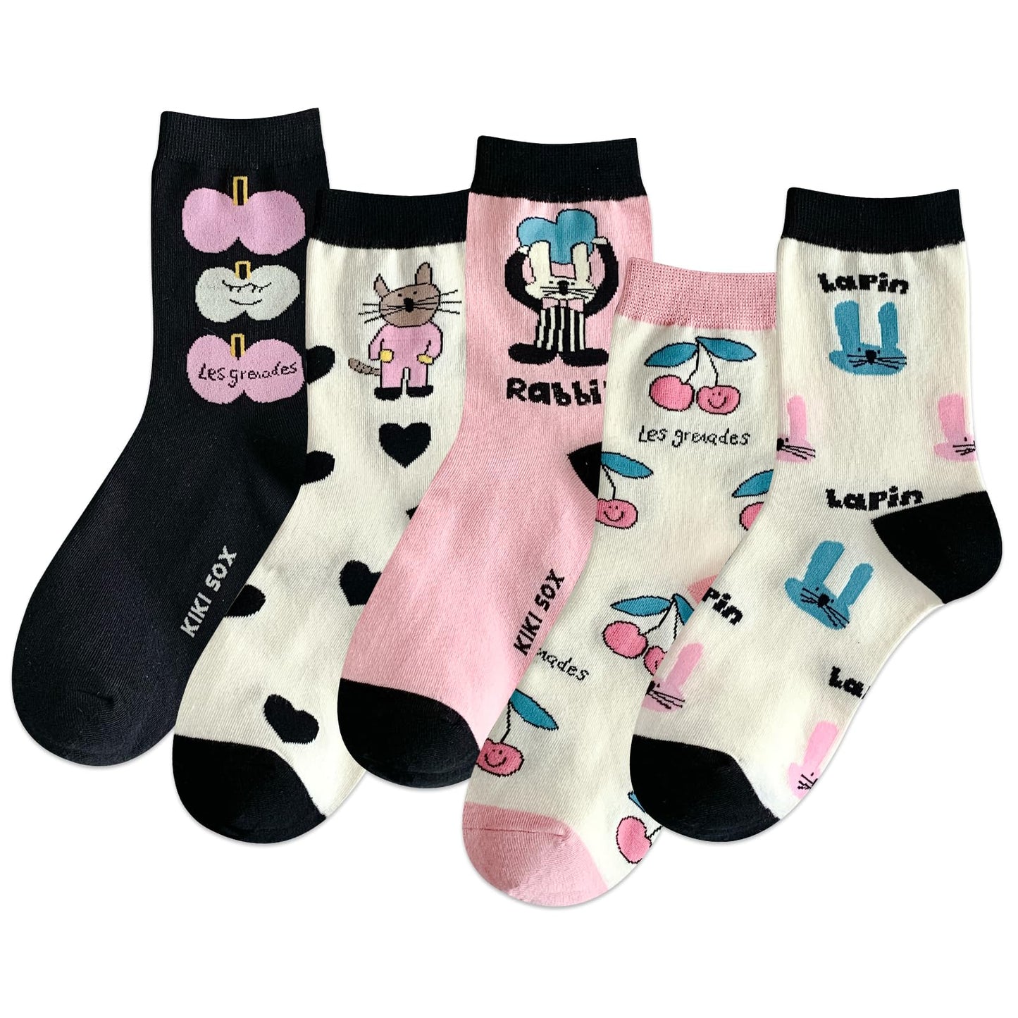 IIG Women's Fashion Cute Cotton Socks Novelty Funny Above Ankle Crew Socks Holiday Gifts for Women 4/5 Pairs (Cute animals 01-5 pairs)