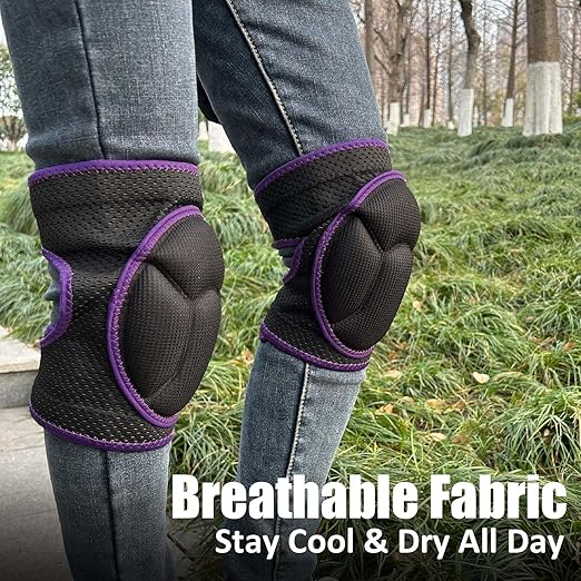 Women Knee Pads for Gardening, Knee Pad for Men Floor Work, Flooring Worker, Safety Knee Protectors for Scrubbing Floors, Lightweight Knee Cap Protection Pads for Carpenters, Retailers for Christmas, Purple S