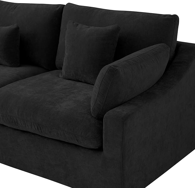 WJShome Cloud Couch for LivingRoom,153" U Shaped Modular Sectional Sofa with Ottoman,Down Filled 7 Seater Convertible Sleeper Sofa Bed Oversized Furniture Sets,Black