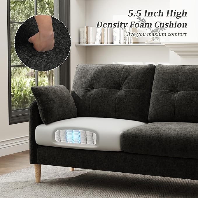 Hanherry Loveseat Sofa, 64.6" Small Couch for Living Room, Comfy Chenille Fabric Love Seat for Bedroom with Throw Pillow,Removable Cushion Cover,Couches for Small Space,Apartment,Dorm