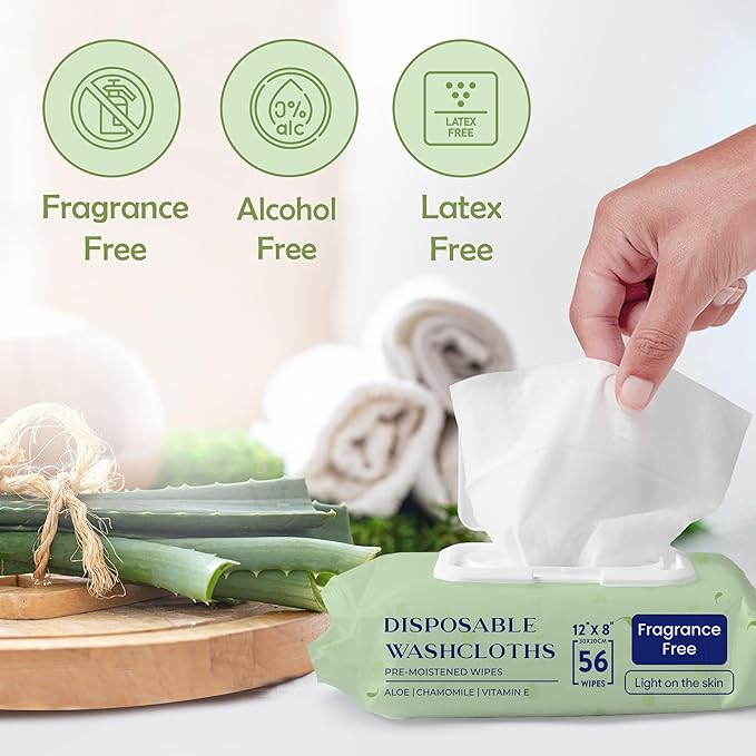 ProHeal Large Wet Wipes for Adults - Case of 10 and 50 Individually Wrapped 12""x8"" Disposable Body Wipes - Fragrance Free with Aloe, Chamomile, and Vitamin E - For Bathroom, Cleansing, and Travel
