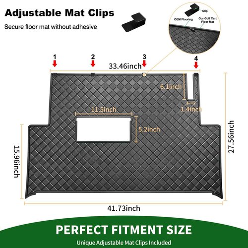 Cartalia Golf Cart Floor Liner Mat 8mm Thick Rubber Full Coverage Fit for Club Car Precedent 2004-2025 / Onward & Tempo 2017-2024 / Villager & V4L 2019-2025 Cart Non-Slip Mats Replacement - Black Trim