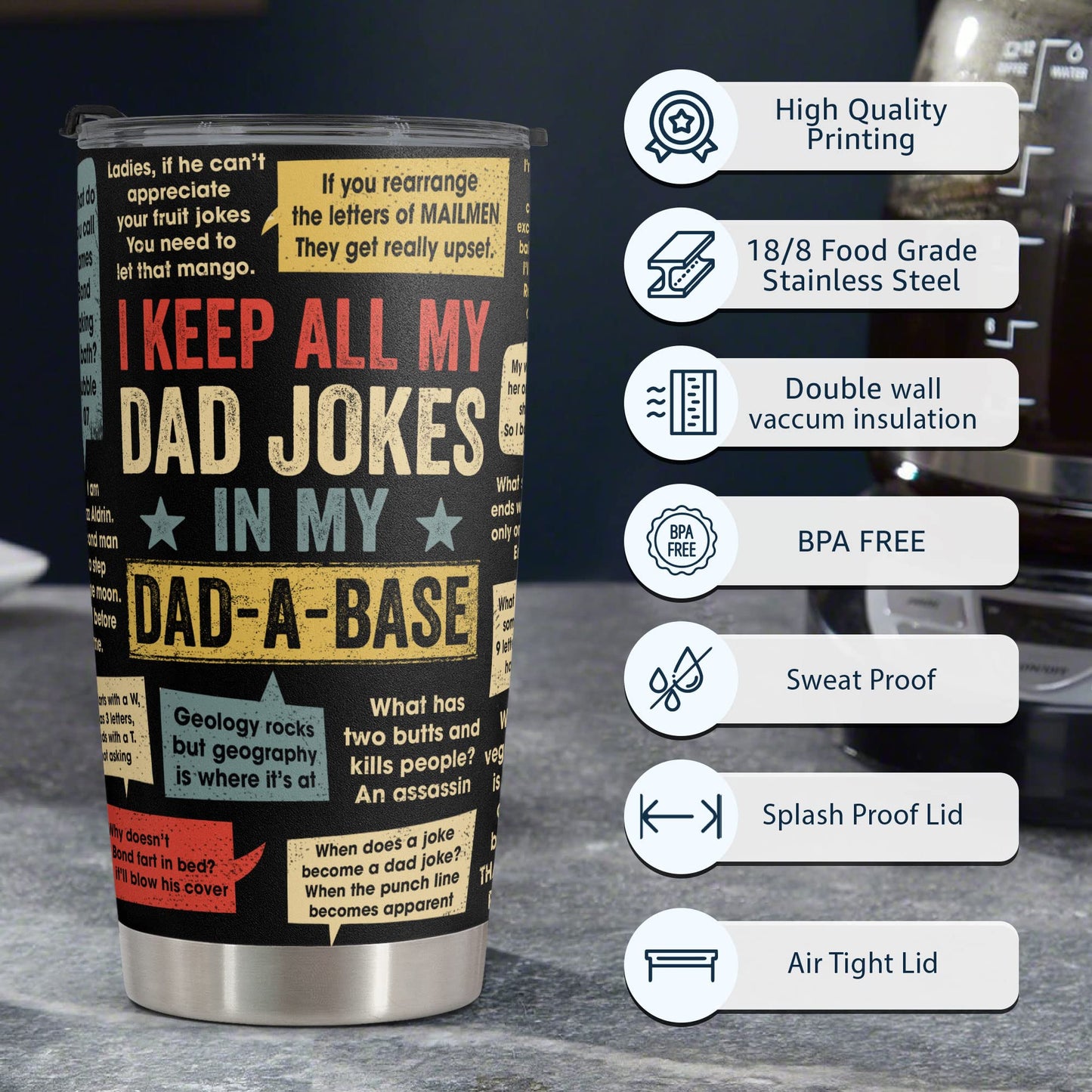 Macorner Gifts For Dad - Stainless Steel Tumbler 20oz - Dad Joke Birthday Gifts for Papa Men Gift - Fathers Day From Daughter Son Wife - Funny Christmas Gift For Men Uncle Brother Grandpa