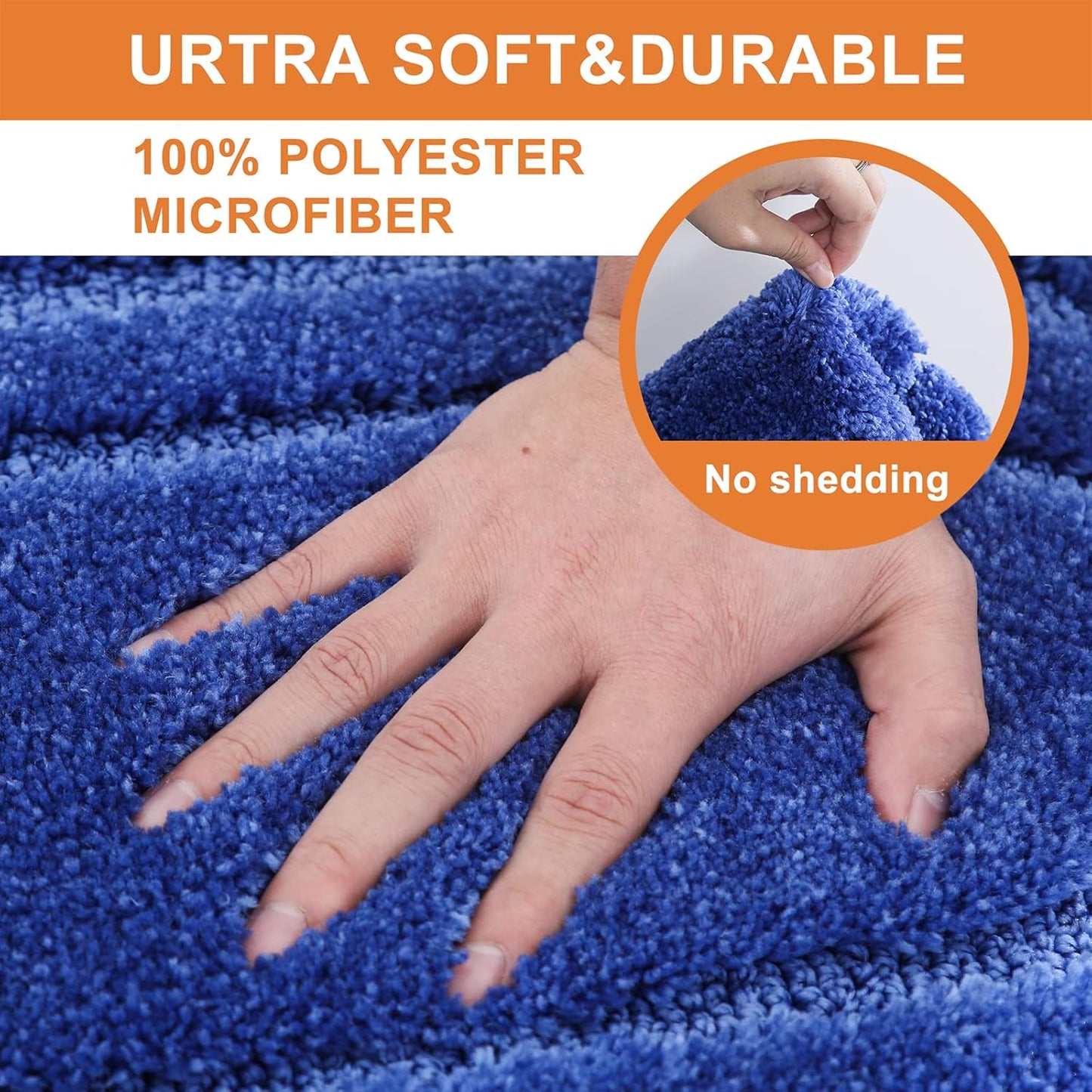 BEQHAUSE-Bathroom-Rugs-Non-Slip-Soft-Thick-Bath-Mats for Bathroom Floor Absorbent Shower Mat Machine Washable Quick Dry Bath Mat for Shower, and Tub 16"X24",Navy Blue
