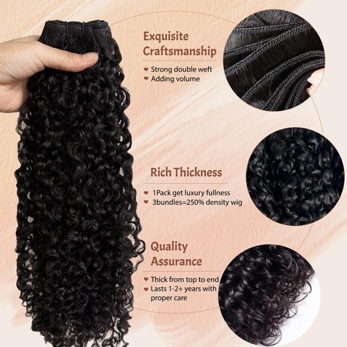 Burmese Bundles Premium Raw 100% Human Hair Water Wave High Rate 15A Unprocessed No Stray Short Hair Extensions Triple Lifespan Excellent Fullness Extra Thick From Top to End Black 22inch