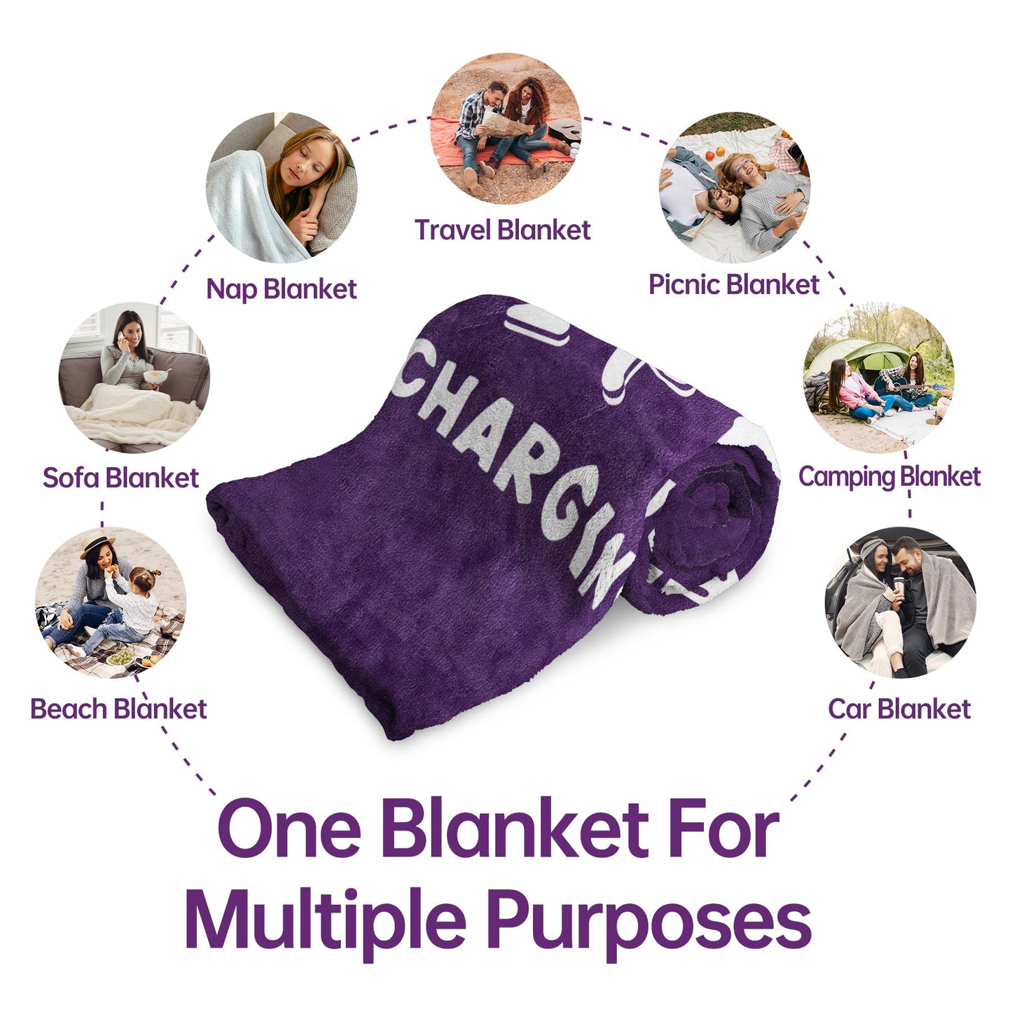 Funny Anniversary Birthday Gifts for Wife, Wife is Charging Sloth Blanket, Wifey Gifts from Husband, Wedding, Mother's Day, Valentines Day Present for Women, Super Soft Blanket for Her