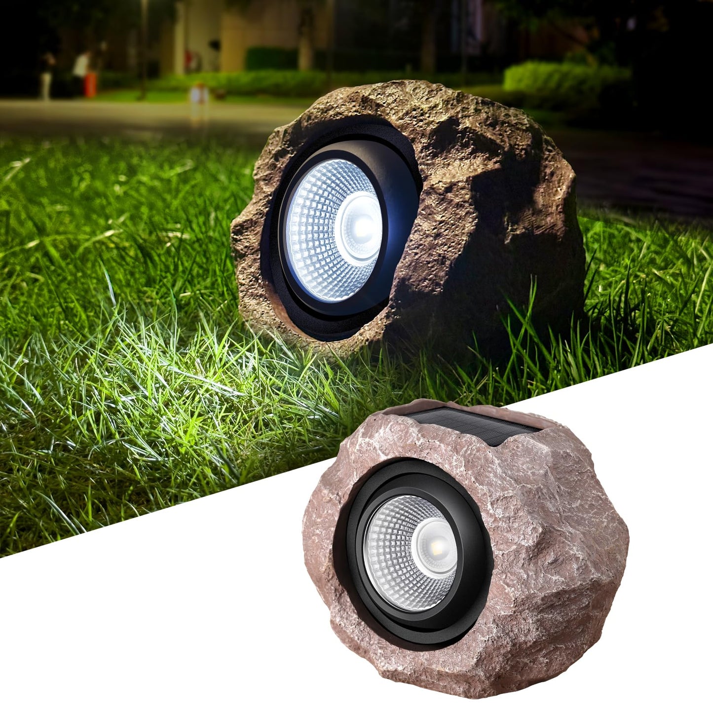 Timeflies Solar Rock Lights Outdoor, 1 Pack Super Bright Solar Spot Lights Outdoor IP65 Waterproof Yard Lights, Auto On/Off Garden Lights for Paths, Sidewalks, Yards, Landscapes, Patios