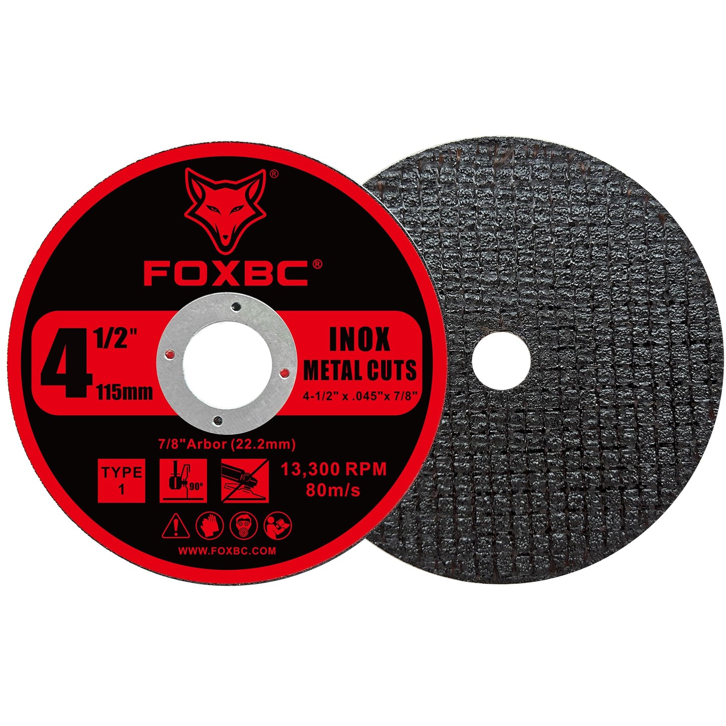 FOXBC 4-1/2 Inch Cut Off Wheel Discs for Angle Grinder, Cutting for Metal & Stainless Steel, 4-1/2" x .045" x 7/8" - 50 Pack