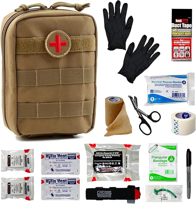 IFAK (Individual First Aid Kit) Trauma Kit with CAT Tourniquet — Medical Pouch for Tactical, Outdoor, Hiking, Military — B...