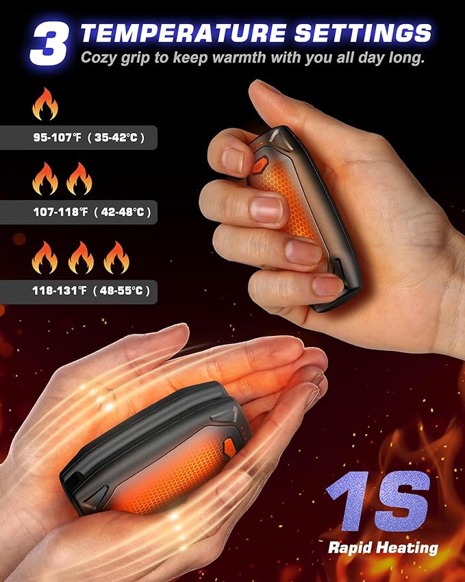 Kesguar Hand Warmers Rechargeable - 2 Pack 14000mAh AI Electric Hand Warmers with Charging Case, Magnetic 2 in 1 Pocket Handwarmers, Portable Heater Gifts for Women/Men/Golf/Camping/Hunting