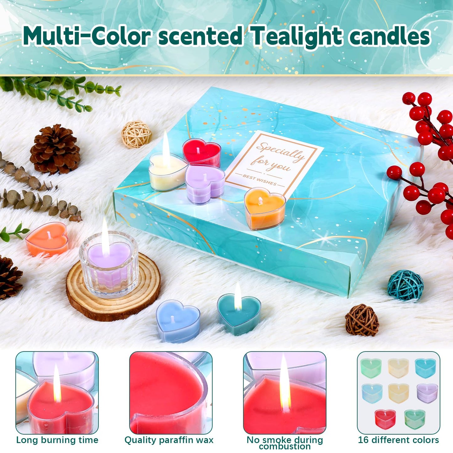 Heart-Shaped Advent Calendar 2025 for Women - 24 Days Scented Candles Gift Set, Christmas Countdown Calendar with Premium Fragrances, Xmas Birthday Gift for Mom, Daughter & Girlfriend