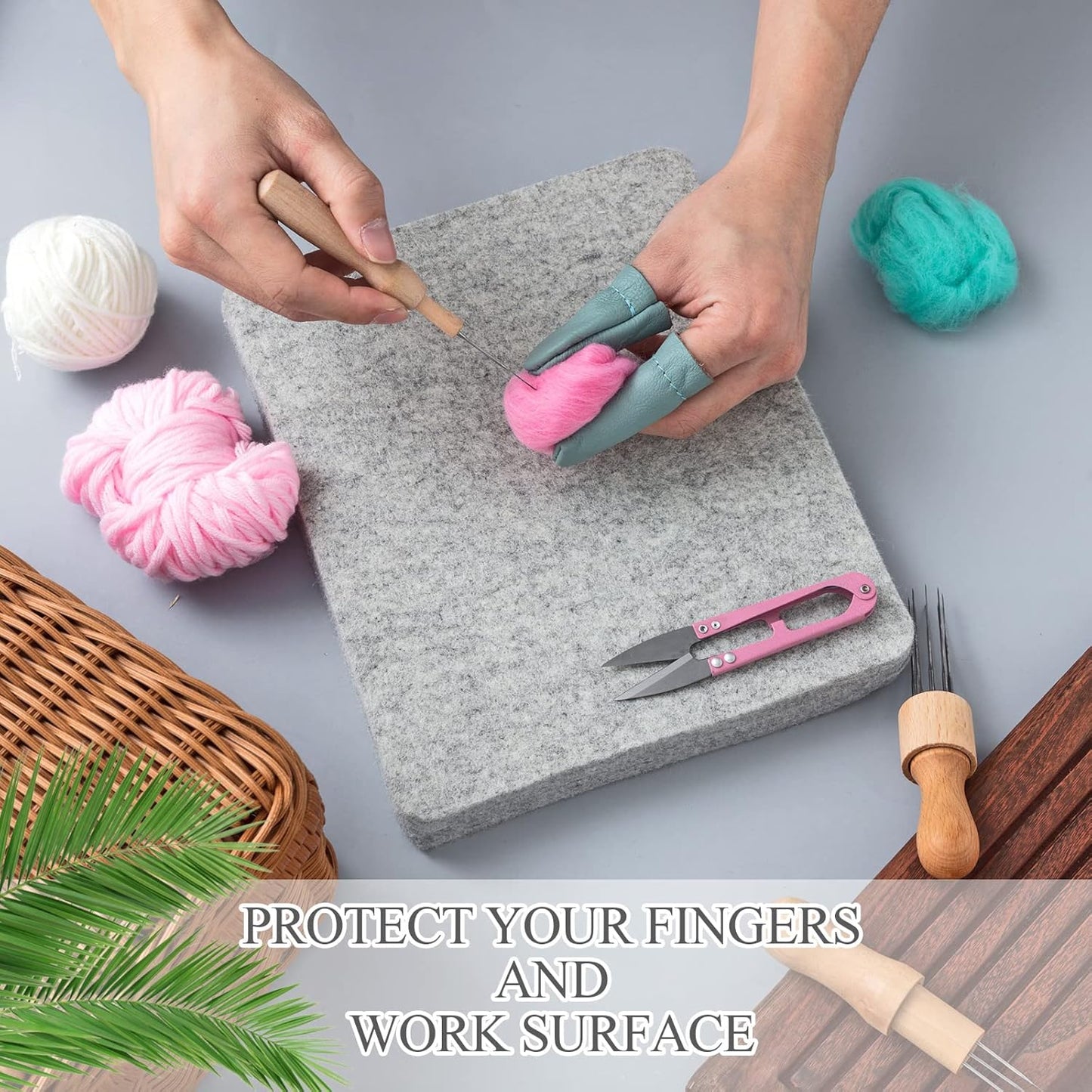 Amylove 2 Pcs Needle Felting Pad Needled Felting Mat Wool Supplies Thick Firm Base Woolen Block for Beginners Crochet Knitting Projects Kit Tool, Gray (8 x 10 x 1 Inch)