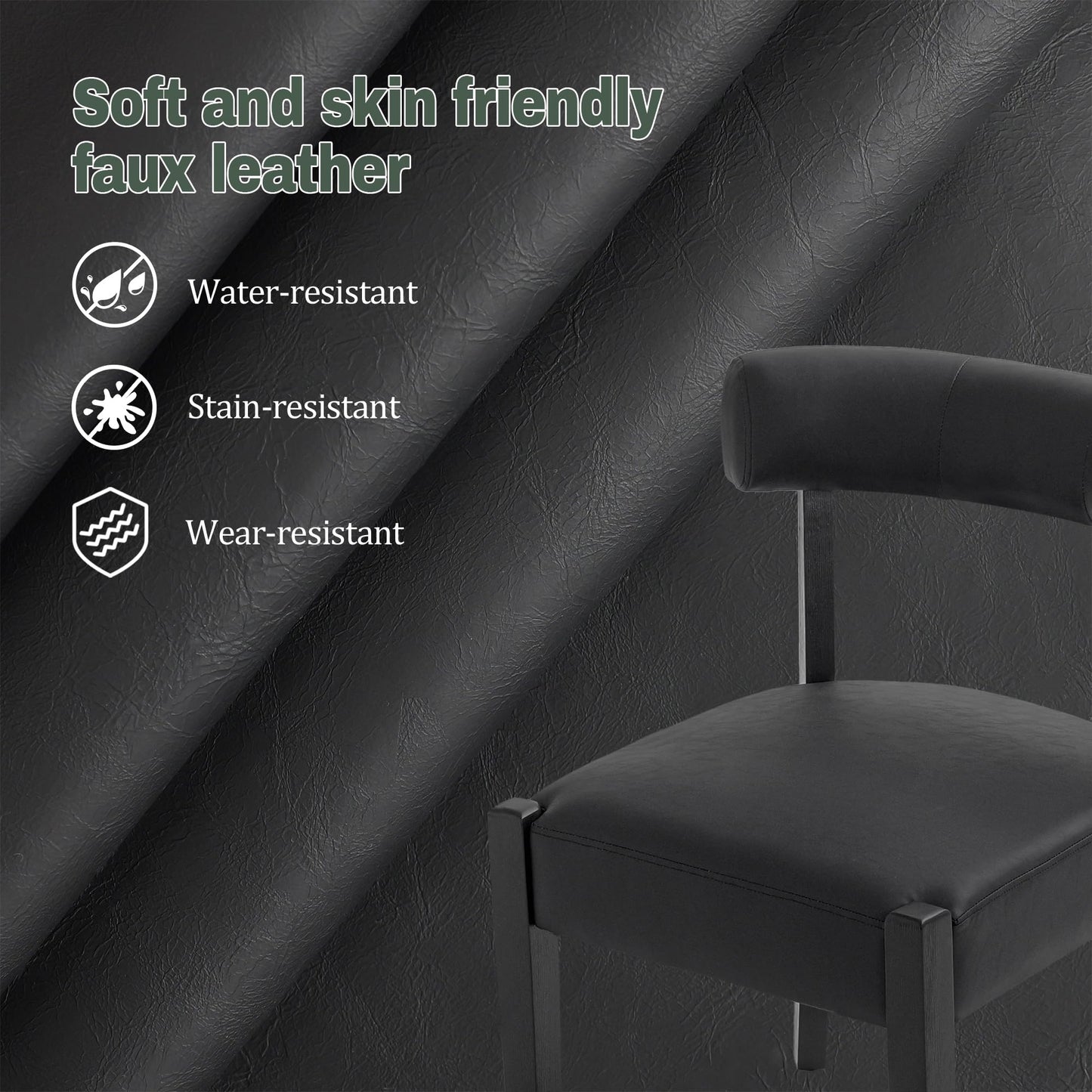 RNKSFX Faux Leather Dining Chairs Set of 4 Upholstered Kitchen & Dining Room Wooden Chairs Mid Century Modern Dining Chairs Low Back, Black