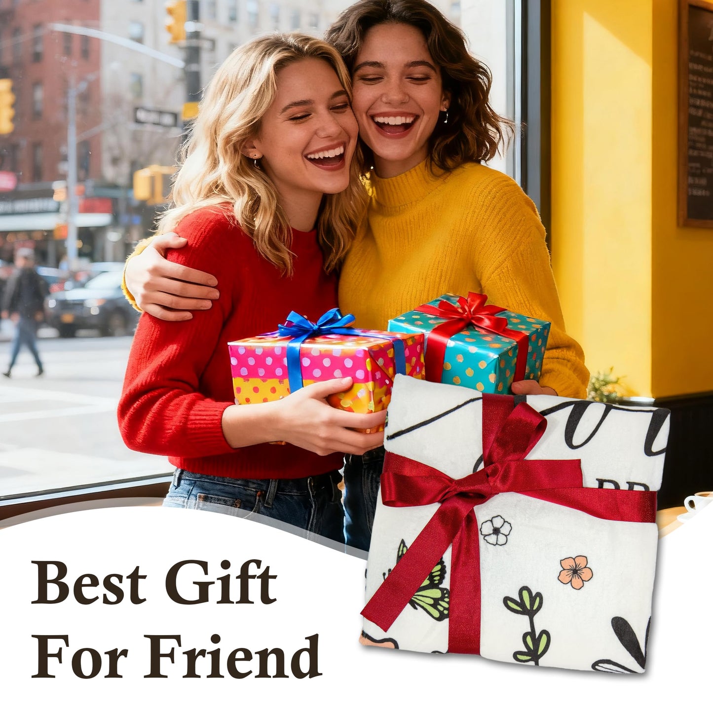 FTEFueie Friendship Gifts for Women Friends, Christian Birthday Religious Gifts for Women Friendship, Inspirational Spiritual Gift for Best Friend, Scripture Floral Blanket with Bible Verse 50" X 60"