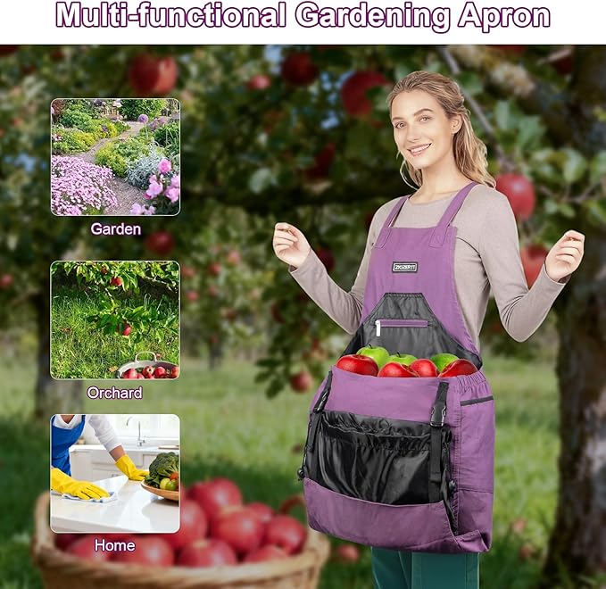 Garden Apron,Harvest Aprons with Pockets for Women and Men,Canvas Gardening Tool Belt, Gardening Gifts for Mom,Dad