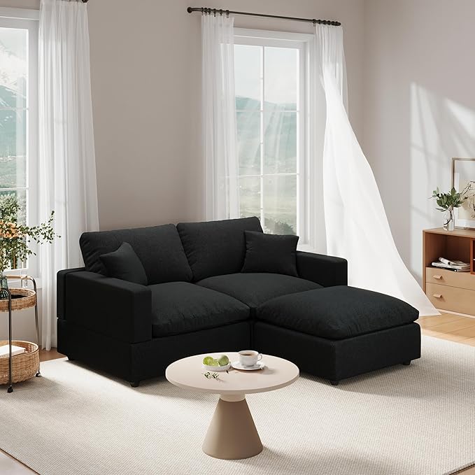 Modular Sectional Sofa Cloud Couch for Living Room, Modern Minimalist Comfy Deep Sofa Couches, Upholstered Couch with Removable & Washable Cushion Covers, Wide Armrest, Filled with Down and Cotton