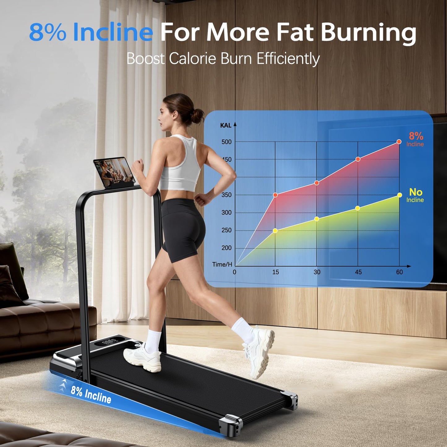 AoraPulse Walking Pad with Incline, Under Desk Treadmill for Home, 3.0HP Portable Walking Pad Treadmill for Home Small, 2 in 1 Folding Foldable Treadmills 350 lbs Weight Capacity