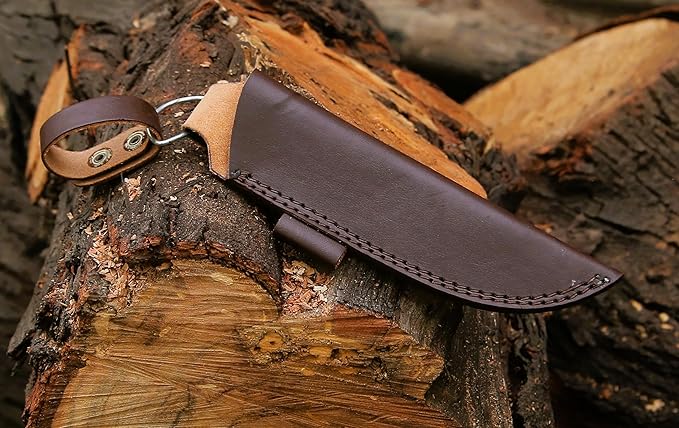Leather Knife Sheath - Straight Knife Holster Blade Cover, Premium Leather Belt Knife Case for 3.7" Blade Knives - Compact...