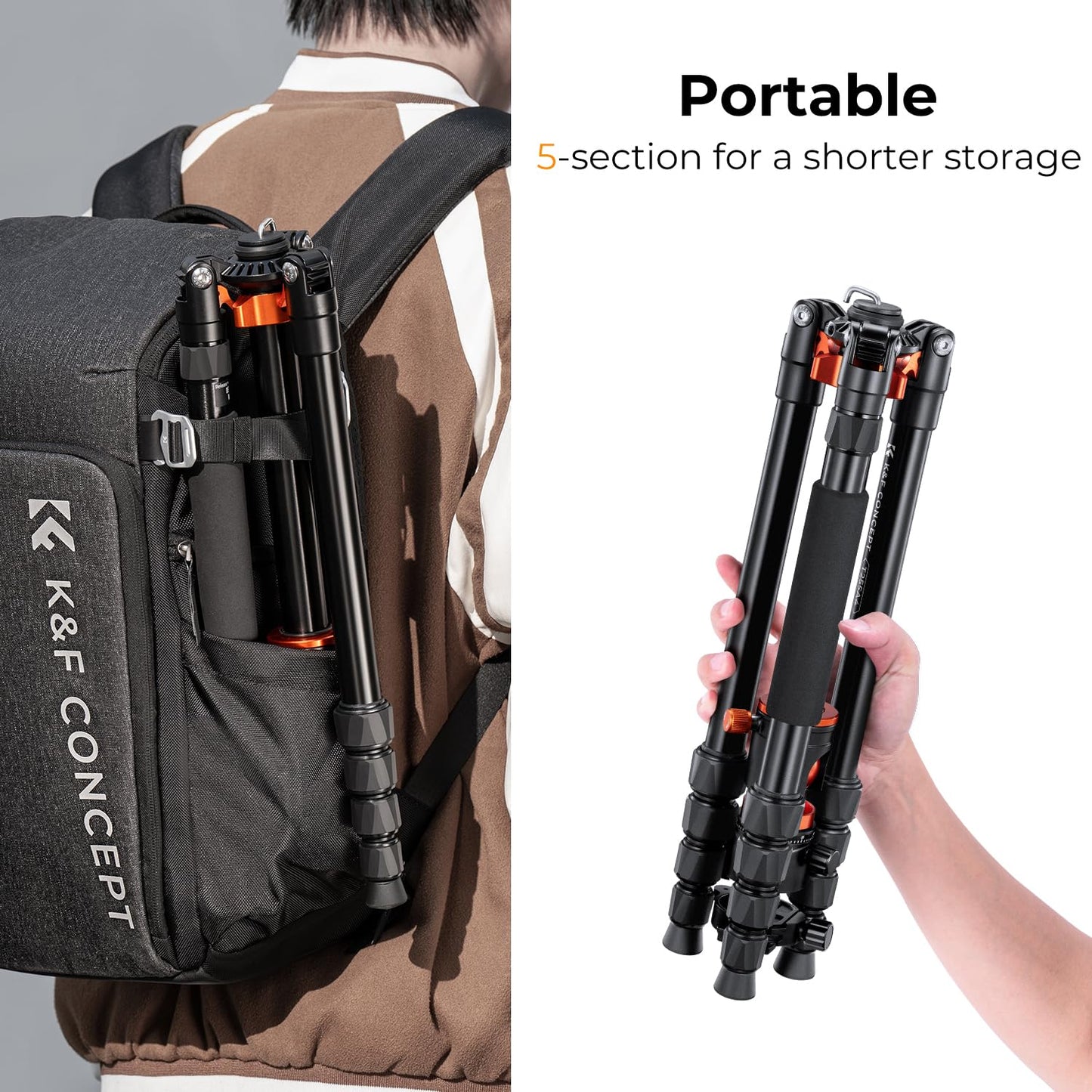 K&F Concept 67 inch Camera Tripod Horizontal Aluminum Tripods Portable Monopod with 360 Degree Ball Head Quick Release Plate for DSLR Cameras T255A4+BH-28L (TM2515T1)