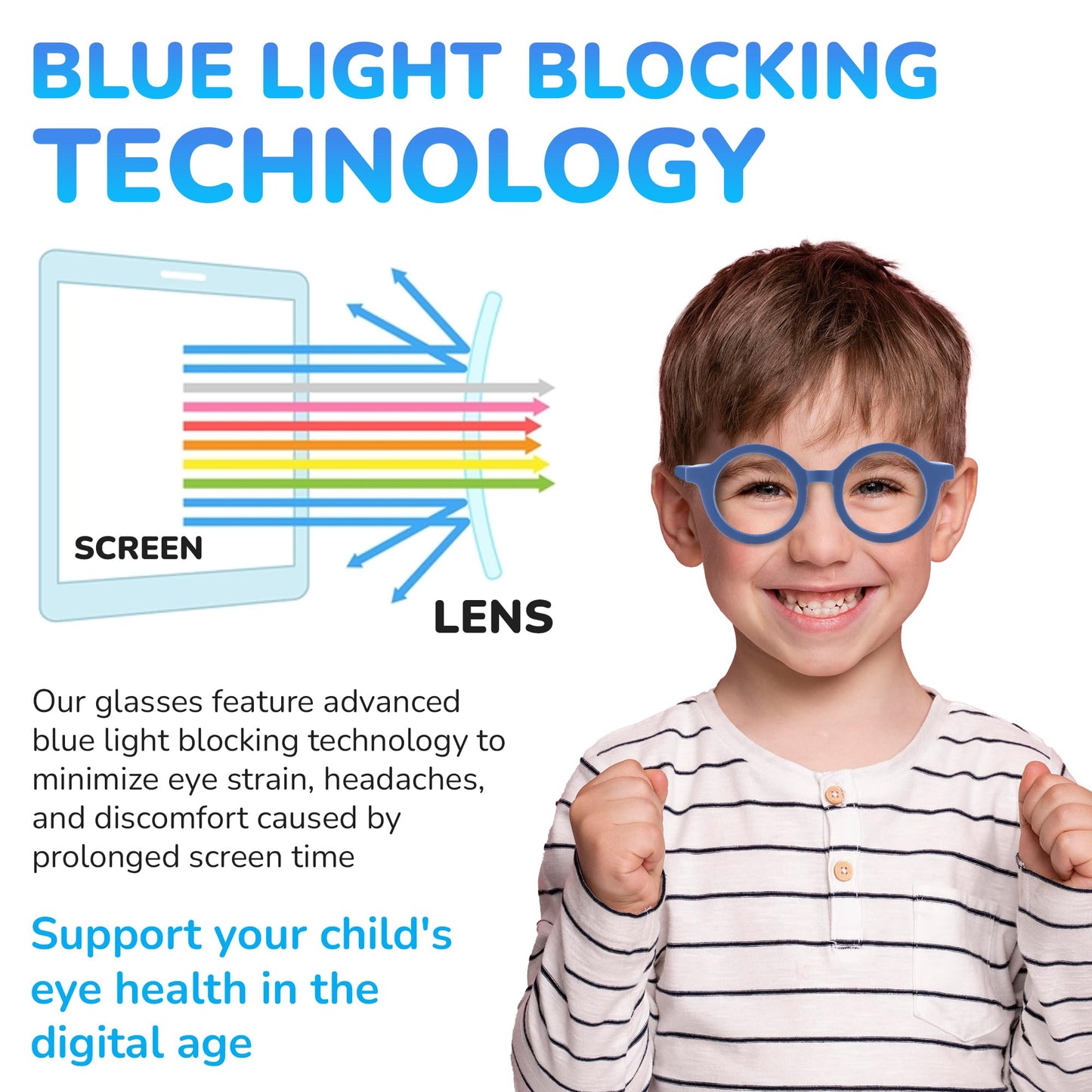 Yogo Vision Kids Blue Light Blocking Glasses For Girls And Boys Anti Glare Computer Glasses School Work Eyewear 3 Pack (Green, O