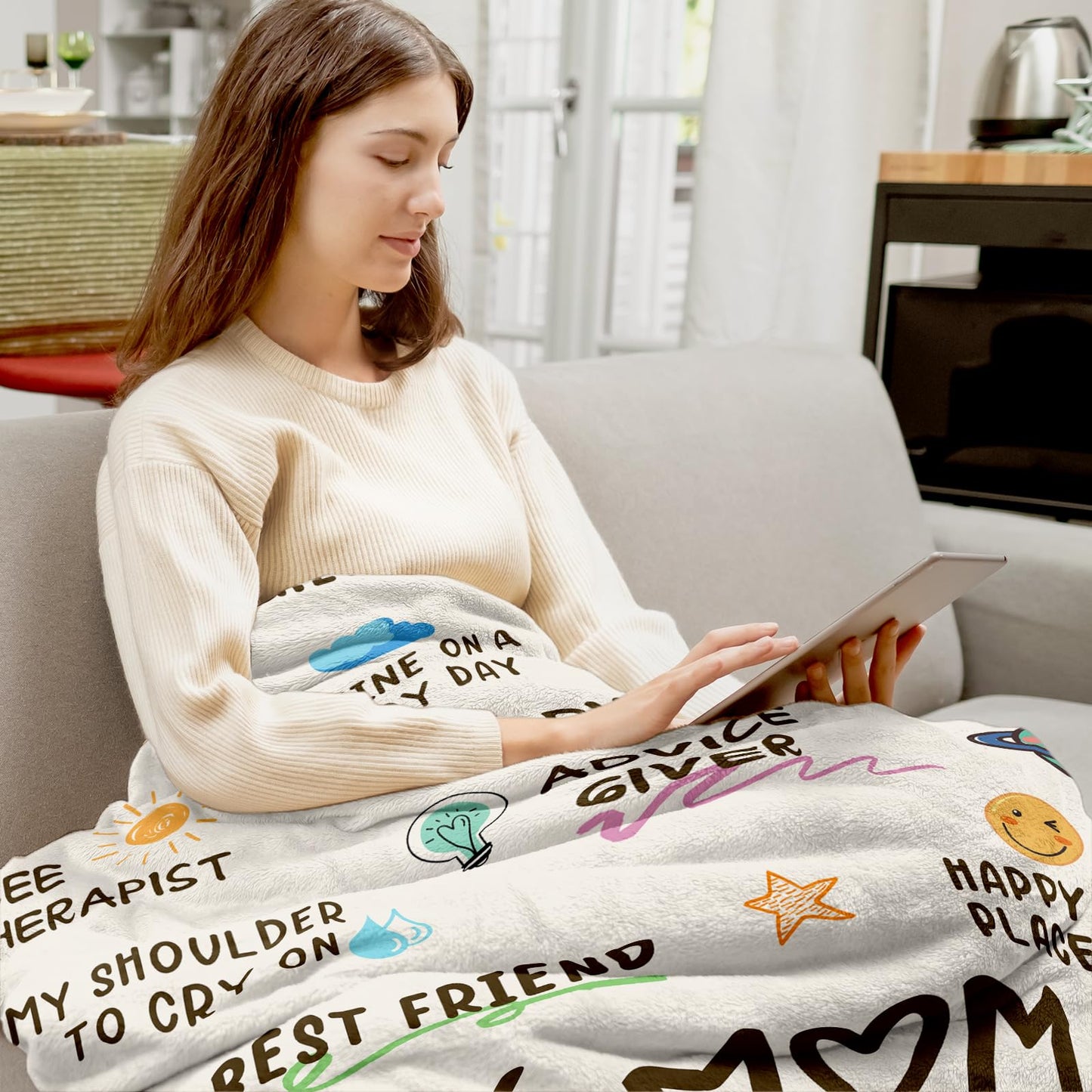Gifts for Mom Birthday, Birthday Gift for Mom, Gifts for Mother, Mother Present for Valentines Christmas Mothers Day, Mommy Blanket, Anniversary Present Blanket to Mom from Daughter Son 60”x50”