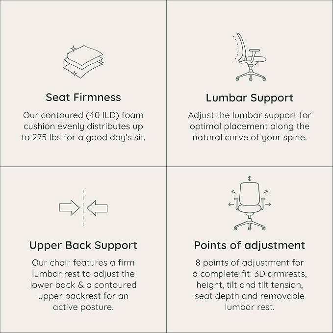 Branch Ergonomic Chair - A Versatile Desk Chair with Adjustable Lumbar Support, Breathable Mesh Backrest, and Smooth Wheels - Experience Optimal Comfort and Support - Baltic