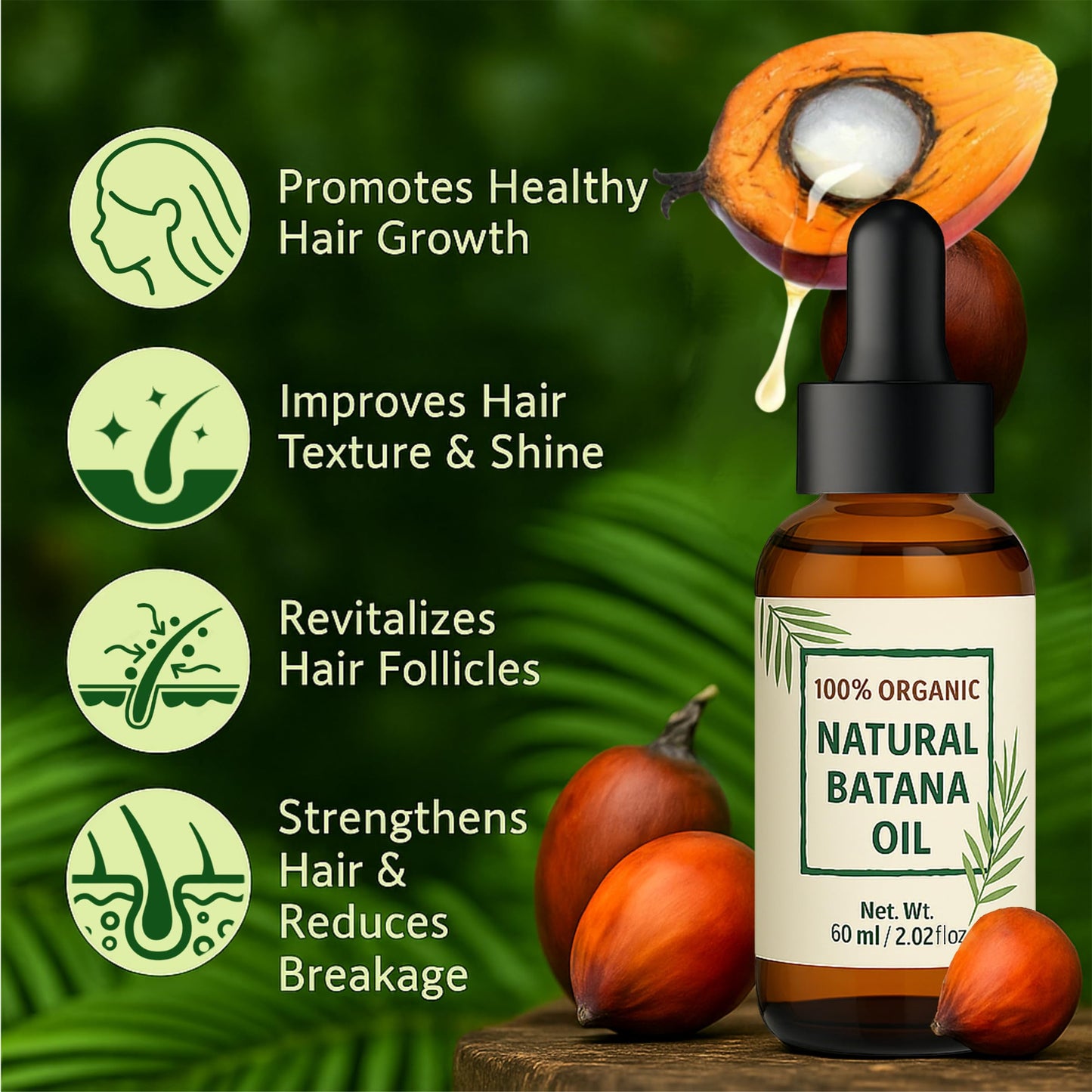 Raw Batana Oil for Hair Growth - Dr. Sebi Organic Botana Natural Hair Growth Oil- Scalp Treatment for Strengthening, Thickening,